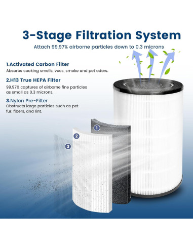 Paquete de 2 Filtros HEPA ZHIANZAN para Purificador Homedics AP-T40FL