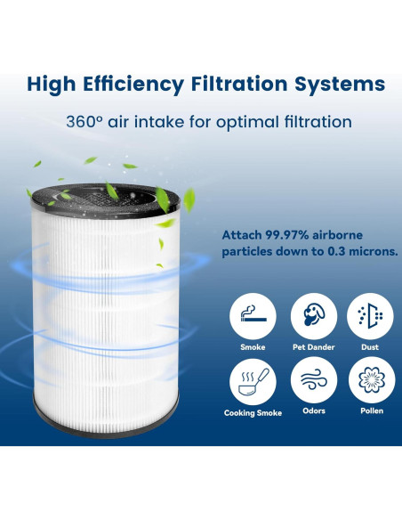 Paquete de 2 Filtros HEPA ZHIANZAN para Purificador Homedics AP-T40FL