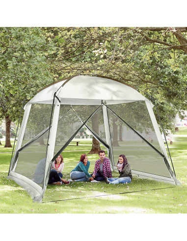 Carpa de Pantalla Outsunny 10x10 ft UV50+ para 6-8 Personas