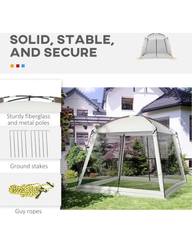 Carpa de Pantalla Outsunny 10x10 ft UV50+ para 6-8 Personas