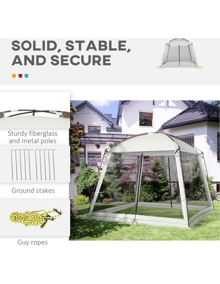Carpa de Pantalla Outsunny 10x10 ft UV50+ para 6-8 Personas