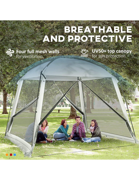 Carpa de Pantalla Outsunny 10x10 ft UV50+ para 6-8 Personas
