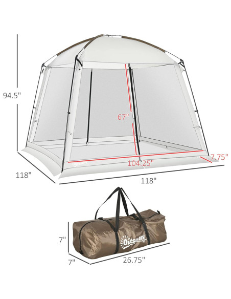 Carpa de Pantalla Outsunny 10x10 ft UV50+ para 6-8 Personas