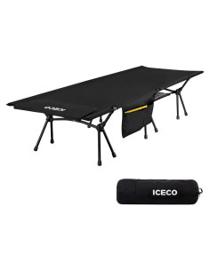 Cama de Camping ICECO Negra Ajustable 190x65cm 150kg
