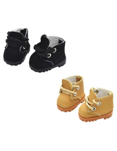 2 Pares de Botas de Muñeca QIXINGWISE - Negro y Camel