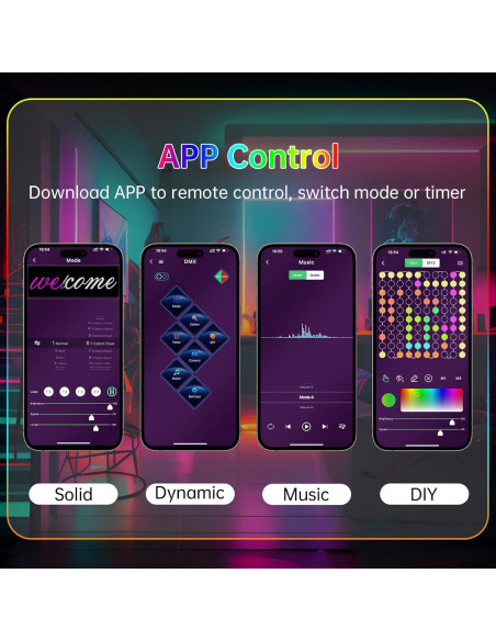 Tira LED Neón RGB 1.0m WS2812B IP67 Control APP