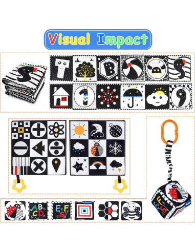 Juguetes para Bebés KUANGO 3 Piezas Alto Contraste 0-3 Años