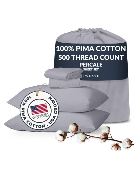 Sábanas de Percal Reina Sweave 100% Algodón Pima 500 Hilos