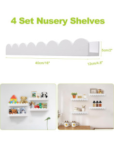 Estantes Flotantes de Madera Varbonia Set de 4 Blancos 40.64 cm 2