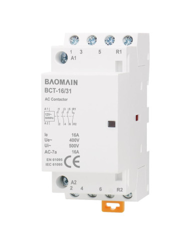 Contactor Modular 12V AC Baomain BCT-16/31-16A 4 Polos