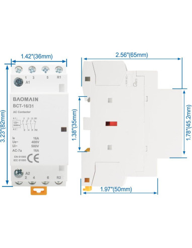 Contactor Modular 12V AC Baomain BCT-16/31-16A 4 Polos