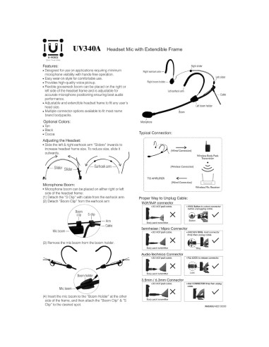Micrófono de Auriculares U-Voice UV340A Ajustable Negro