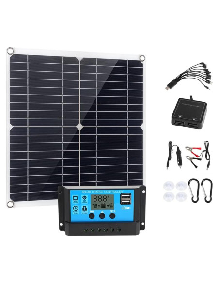 Kit Panel Solar 200W 12V BITINBI con Controlador 100A USB