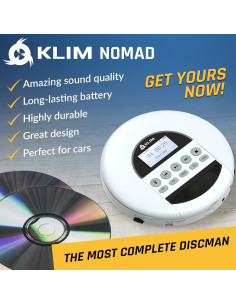 Reproductor de CD Portátil KLIM Nomad Blanco con Bluetooth y Auriculares 2
