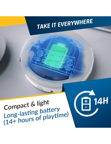 Reproductor de CD Portátil KLIM Nomad Blanco con Bluetooth y Auriculares