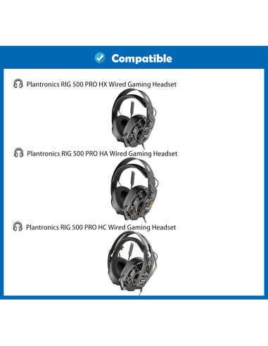 Almohadillas de Reemplazo Plantronics RIG 500 PRO HX/HA/HC - Espuma Viscoelástica Negra