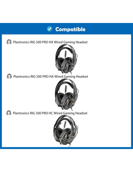 Almohadillas de Reemplazo Plantronics RIG 500 PRO HX/HA/HC - Espuma Viscoelástica Negra
