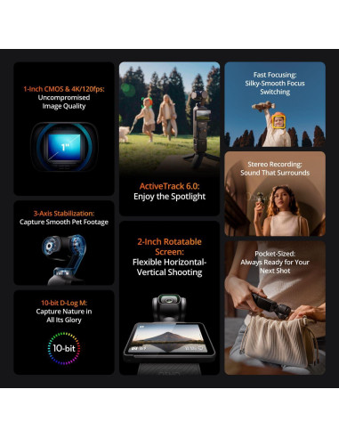 Cámara Gimbal DJI Osmo Pocket 3 4K 120fps + 2 Micrófonos