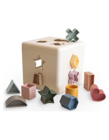 Caja de Clasificación de Formas Mushie - Juguete Educativo 12 Formas