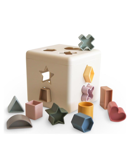Caja de Clasificación de Formas Mushie - Juguete Educativo 12 Formas