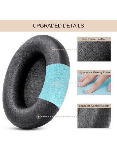 Almohadillas de Reemplazo GVOEARS para Auriculares Beats Studio Pro - Cuero de Proteína Negro