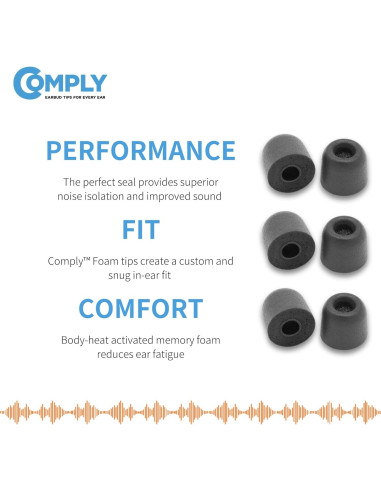 Puntas de oído Comply para Sennheiser - Espuma Viscoelástica, Grande (3 Pares)