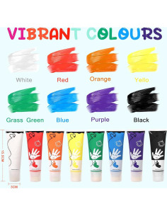 Pintura de Dedos Lavable Sortnic 8 Colores 75 ml para Niños 2