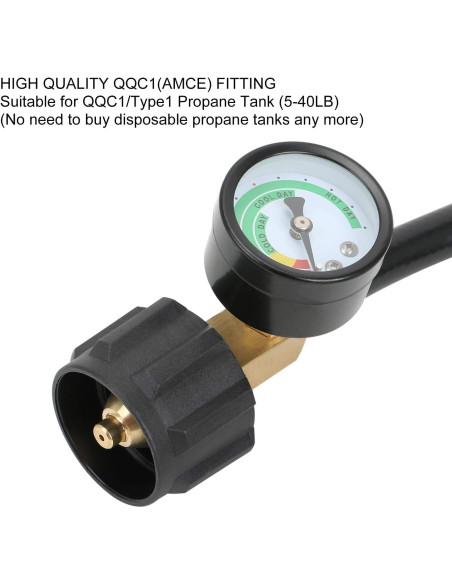 Adaptador de Manguera de Propano STYDDI 4FT con Medidor