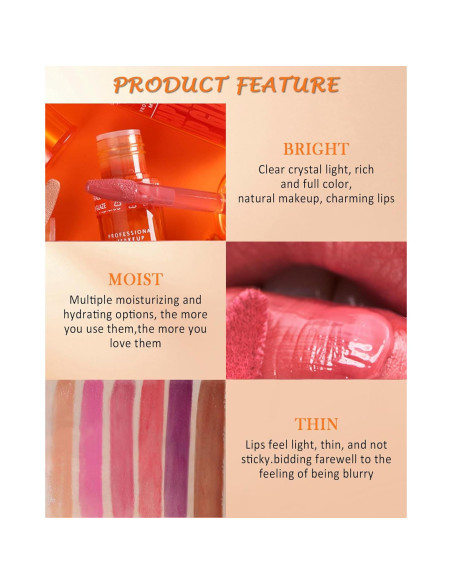 Brillo de Labios Hidratante 5.2g - Tinte Rosa No Pegajoso Brillo de Labios Hidratante 5.2g - Tinte Rosa No Pegajoso