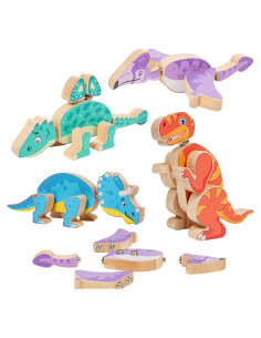 Bloques de Dinosaurio de Madera Twood - Juguete Educativo 28 Piezas