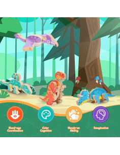Bloques de Dinosaurio de Madera Twood - Juguete Educativo 28 Piezas 2