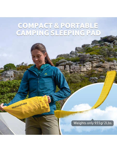 Almohadilla de Camping Autoinflable Naturehike Amarilla 196x65cm