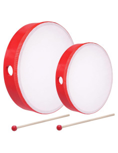 Tambor de Mano Nydotd 10" y 8" Madera Rojo con Palillos