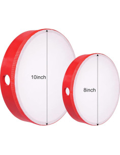 Tambor de Mano Nydotd 10" y 8" Madera Rojo con Palillos 2