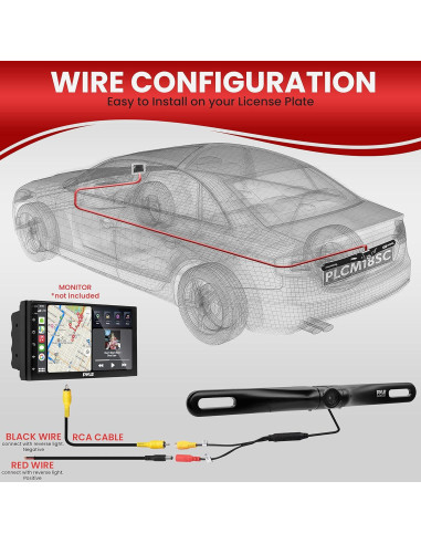 Cámara de Respaldo Pyle PLCM18BC Impermeable 420 TVL
