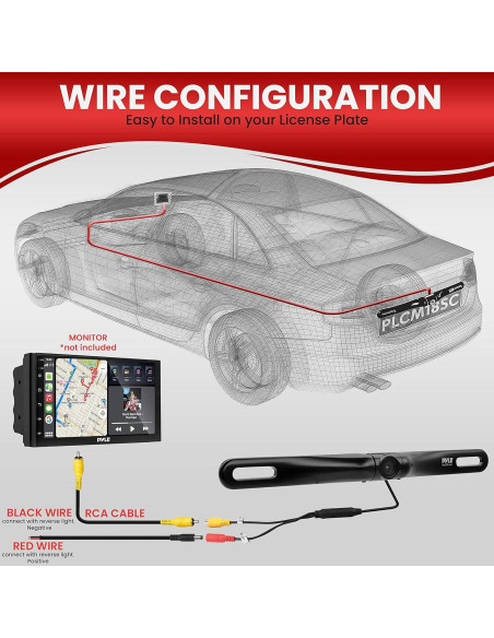 Cámara de Respaldo Pyle PLCM18BC Impermeable 420 TVL