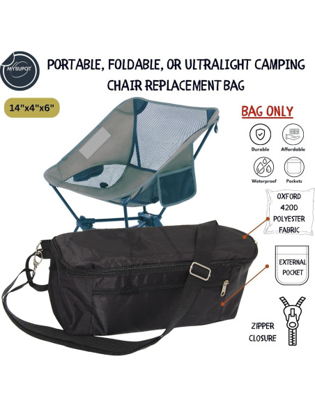 Bolsa de Reemplazo MYSUPOT para Silla de Camping Negra