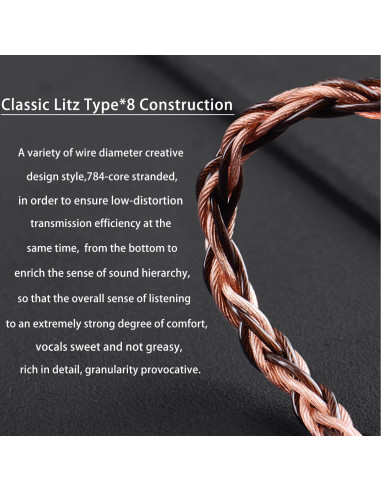 Cable de Cobre Alemán 8N FAAEAL 1.5m 3.5mm para Auriculares Sennheiser