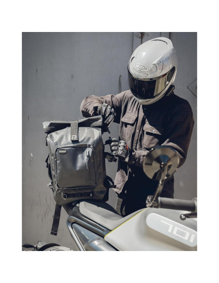 Mochila Impermeable RIDEIRON 35L Fibra de Carbono para Motocicleta