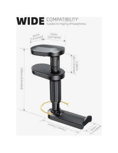 Soporte para Auriculares Lamicall DH03-B Ajustable Negro