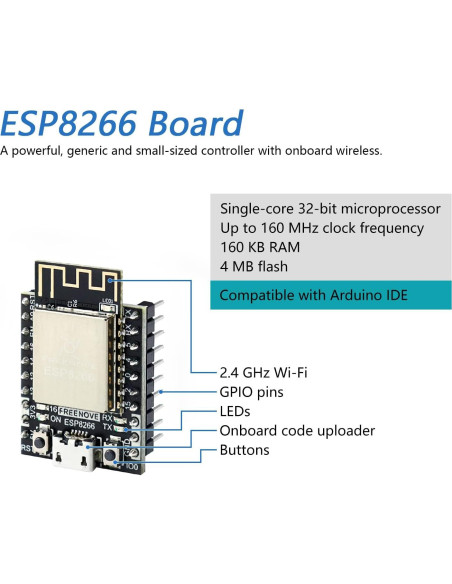 Kit de Inicio FREENOVE ESP8266 con Tutorial y 77 Proyectos