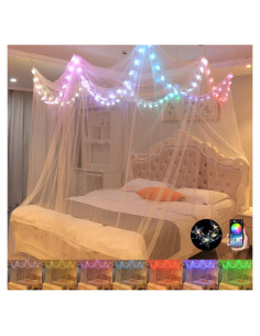 Dosel de Cama Comtelek con Luces LED RGB para Dormitorio