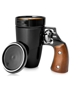 Taza de Café Cerámica VIREESR Revólver Negra 480 ml