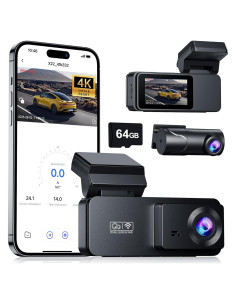Cámara Dash Delantera y Trasera Eassky 4K/3K, WiFi, 64GB