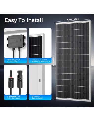 Panel Solar Monocristalino 200W WERCHTAY Alta Eficiencia 12V