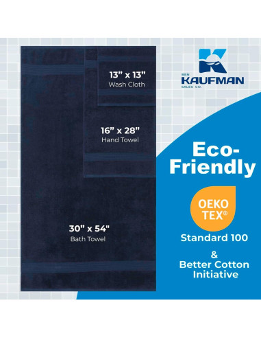 Juego de Toallas de Baño Kaufman 100% Algodón 6 Piezas Marino