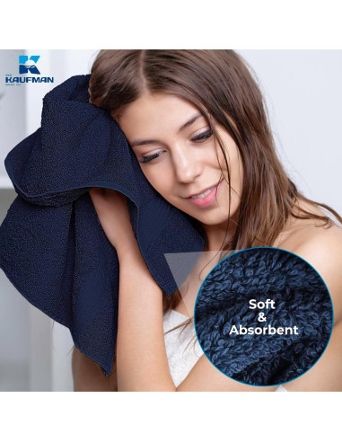 Juego de Toallas de Baño Kaufman 100% Algodón 6 Piezas Marino