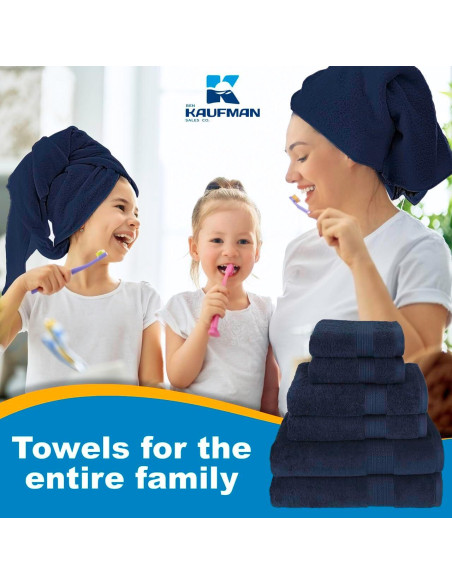 Juego de Toallas de Baño Kaufman 100% Algodón 6 Piezas Marino