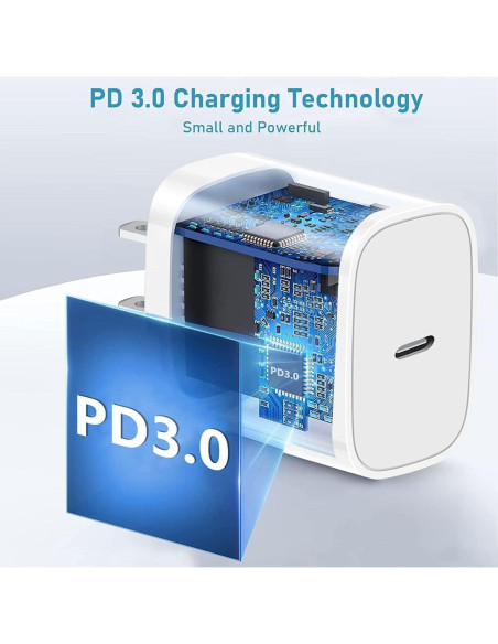 Cargador USB C Rápido 20W con Cable de 3m para iPad Pro