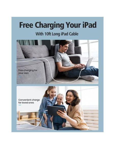 Cargador USB C Rápido 20W con Cable de 3m para iPad Pro